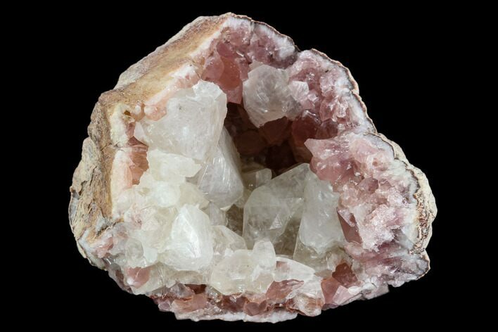 Pink Amethyst Geode Section with Calcite - Argentina #120458